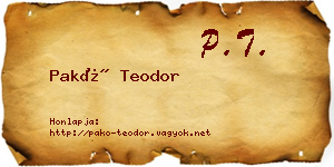 Pakó Teodor névjegykártya